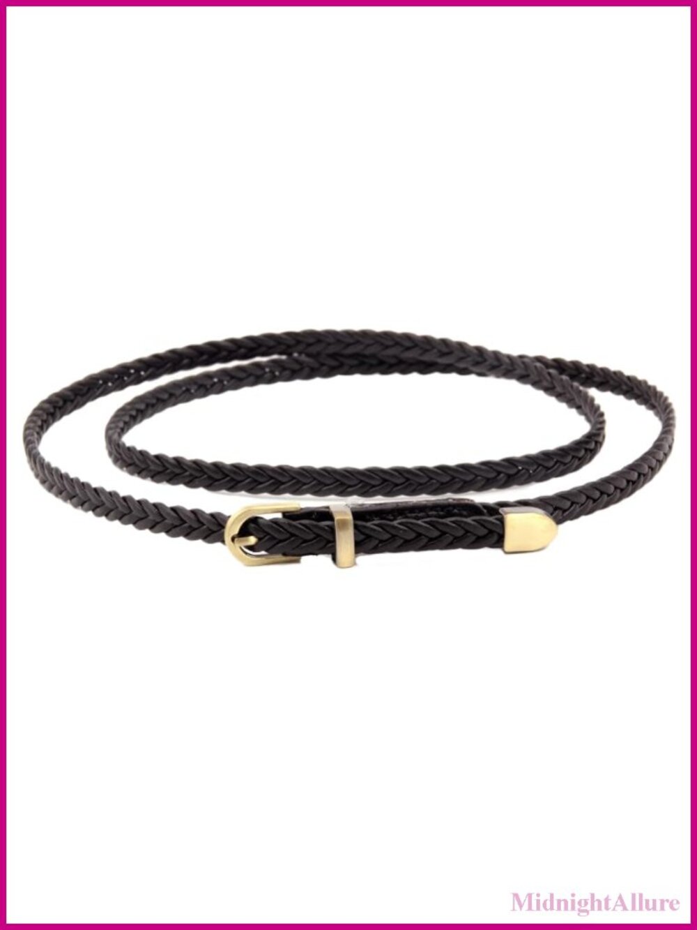 Skinny Braided Leather Belt Thin Woven Waist Belt for Jeans